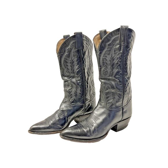 TONY LAMA Black Leather Western Cowboy Boots Style 2923 MEN'S Size 7E - Picture 1 of 11